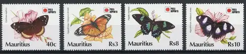 Mauritius 730-33 postfrisch Schmetterlinge #Schm1682