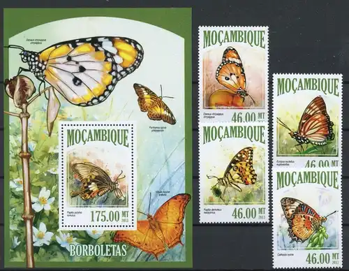 Mosambik 6802-6805, Block 800 postfrisch Schmetterlinge #Schm1700