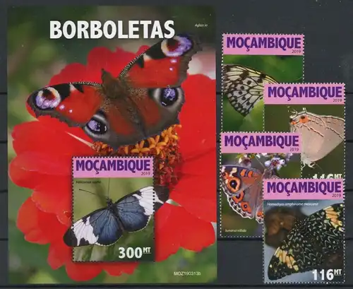 Mosambik aus Jahrgang 2019 postfrisch Schmetterlinge #Schm1705