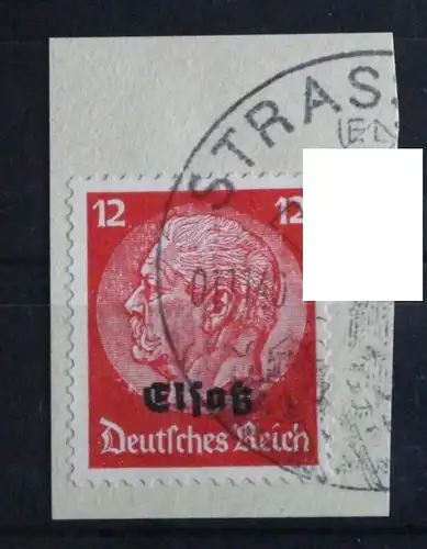 Deutsche Besetzung 2. WK Elsass 7 gestempelt auf Briefstück #FO276
