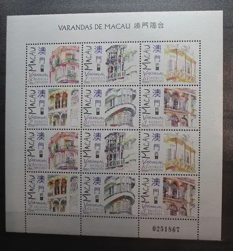 Macau 925-930 postfrisch Kleinbogen #FS223