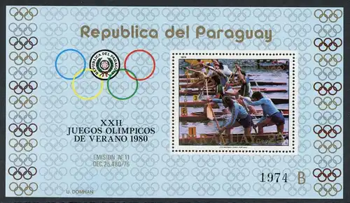 Paraguay Block 346 postfrisch Olympia 1980 #HE745
