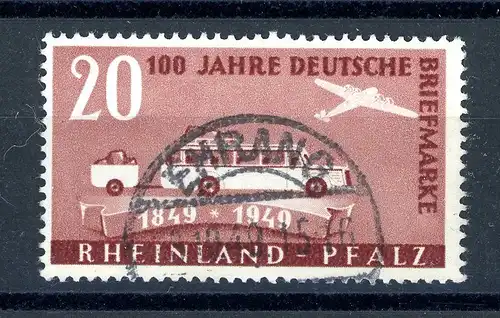 Fr. Zone Rheinland-Pfalz 50 gestempelt geprüft Straub #1B977