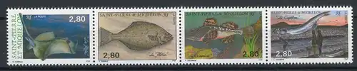 St. Pierre et Miquelon 4er Streifen mit 658-61 postfrisch Fische #HE862