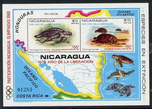 Nicaragua Block 114 postfrisch Schildkröten #HE823