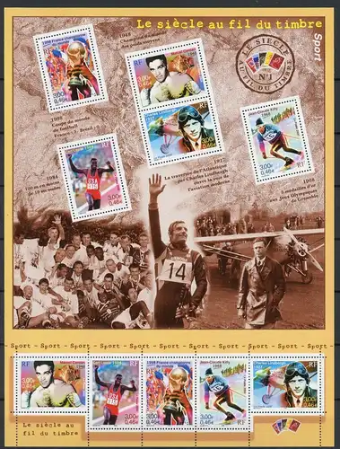Frankreich 5er Streifen + KB mit 3453-3457 postfrisch Sportler #GG1997