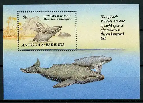 Antigua und Barbuda Block 554 postfrisch Wale #HE848