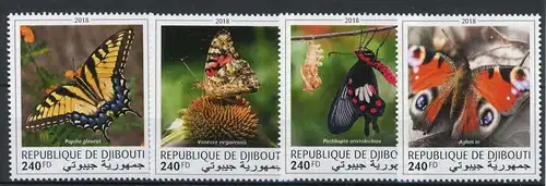 Dschibuti Einzelmarken 2512-2515 postfrisch Schmetterling #HE940
