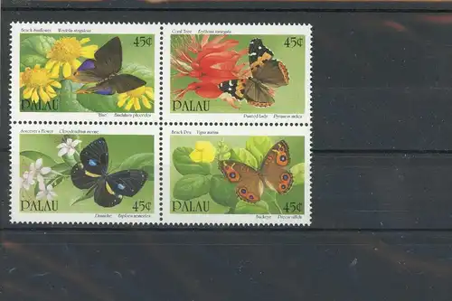Palau Inseln Viererblock 366-369 postfrisch Schmetterlinge #Schm1733