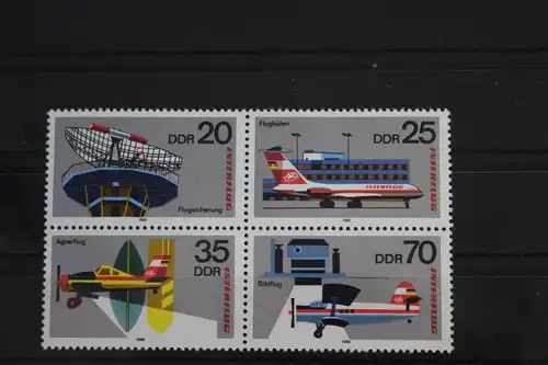 DDR 2516-2519 postfrisch Viererblock Luftfahrt #FS295