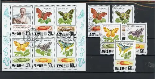 Korea Nord 3191-3196, Kleinbogen gestempelt Schmetterlinge #Schm1854