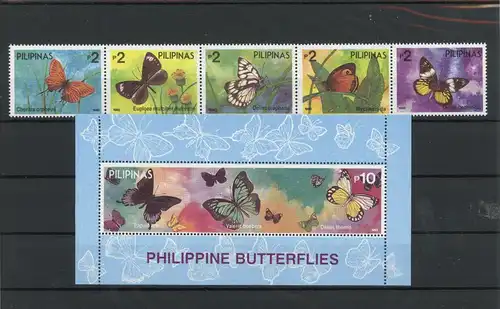 Philippinen 5er Str. 2252-2256, Block 58 postfrisch Schmetterlinge #Schm1752