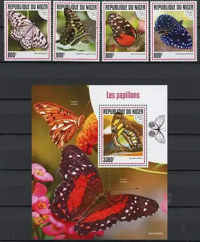 Niger Einzelmarken + Block 2019 postfrisch Schmetterling #HF363