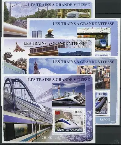 Komoren Blocksatz Block 439-443 postfrisch Eisenbahn #HE895