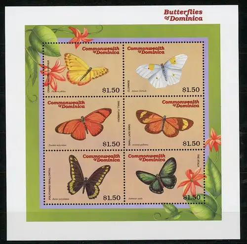 Dominica KB mit 2843-2848 postfrisch Schmetterling #HE958