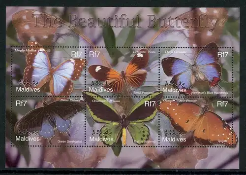 Malediven KB 3987-3992 postfrisch Schmetterling #HF401