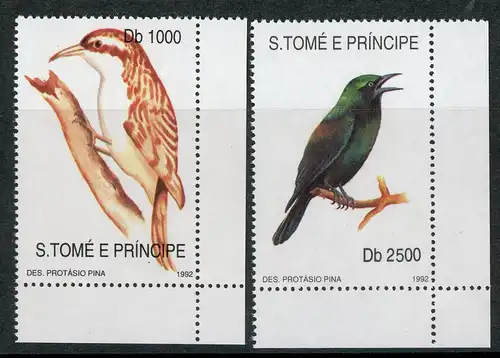 Sao Tome e Principe 1330 + 1333 postfrisch Vögel #HE815