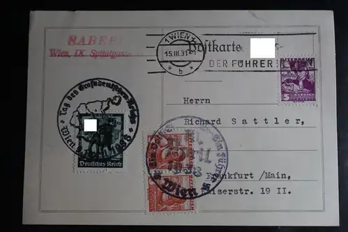 Österreich auf Postkarte Stempel SABEFF Wien, IX. Spitalgasse 15 #BB686
