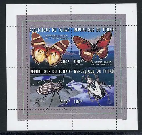 Tschad KB mit 1391-1394 postfrisch Schmetterling #HF470