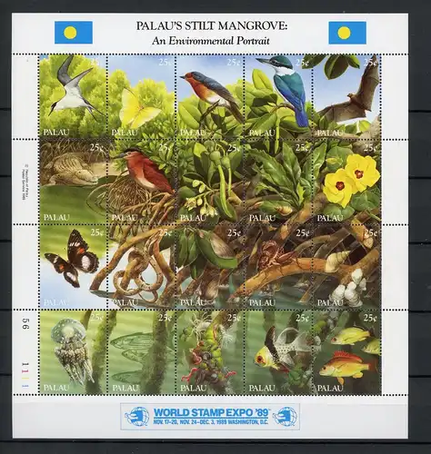 Palau Inseln ZD Bogen 318-337 postfrisch Schmetterling #Schm5197