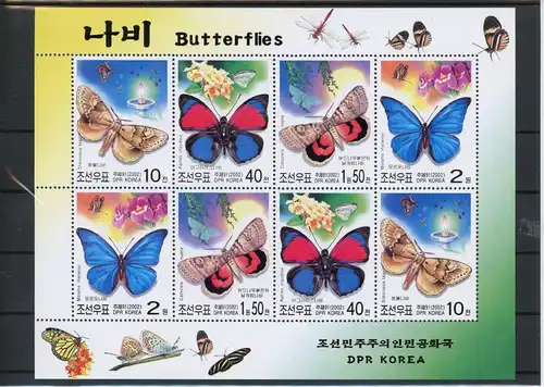 Korea Nord Kleinbogen 4569-4572 postfrisch Schmetterling #Schm1859