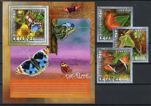 Guinea Kleinbogen 10311-10313, Block 2353 postfrisch Schmetterling #Schm1900