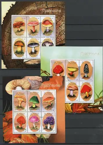 St. Vincent Gr. EM + KB 5194-5215 + Bl. 542-544 postfrisch Pilze #GG2079
