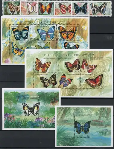 Grenada/ Grenadinen 2545-2562 + Bl. 395-396 postfrisch Schmetterling #GG2043