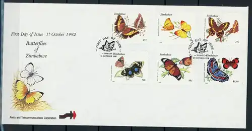 Simbabwe 488-493 gestempelt Schmetterling #Schm5250
