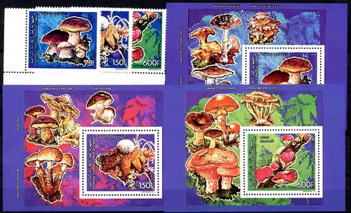 Komoren 982-984 A + Bl. 358-360 postfrisch Pilze #1H033