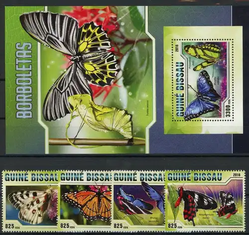 Guinea Bissau 8594-8597, Block 1488 postfrisch Schmetterling #Schm1940