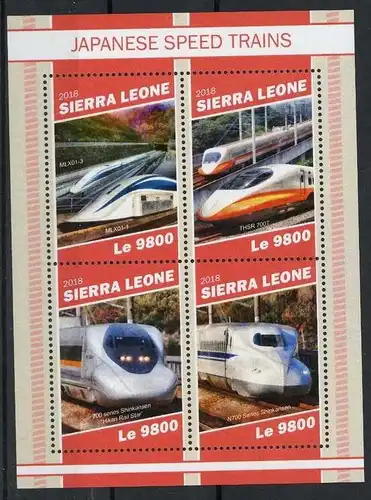 Sierra Leone KB mit 10579-82 postfrisch Eisenbahn, Shinkansen #HE923