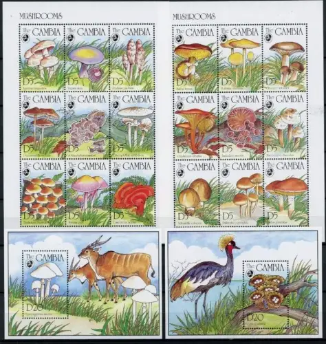 Gambia KB Satz mit 1964-1981 + Bl. 239-240 postfrisch Pilze #HF486