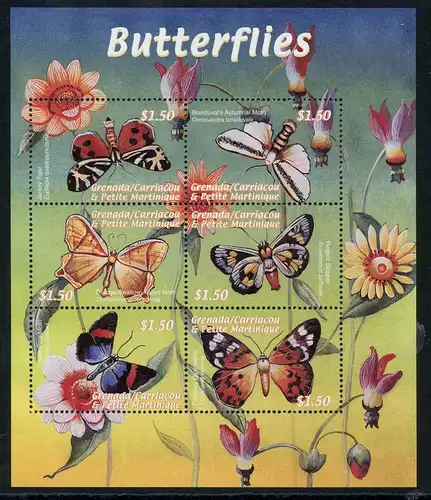 Grenada/ Grenadinen KB mit 3219-3224 postfrisch Schmetterling #HF431