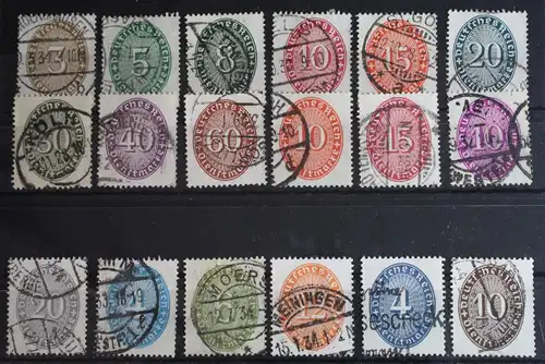 Deutsches Reich Dienstmarken 114-131 gestempelt #FU313