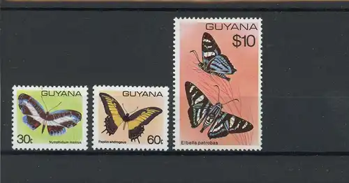 Guyana 573-575 postfrisch Schmetterling #Schm1946