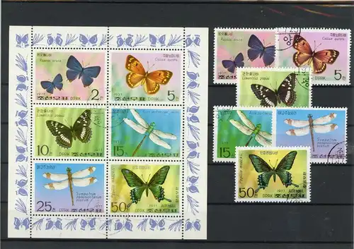 Korea Nord 1653-1658, Kleinbogen gestempelt Schmetterlinge #Schm1852
