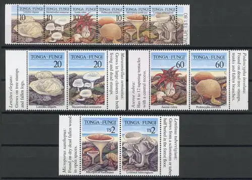 Tonga 6er Streifen + 3 Paare 1494-1505 postfrisch Pilze #1H226