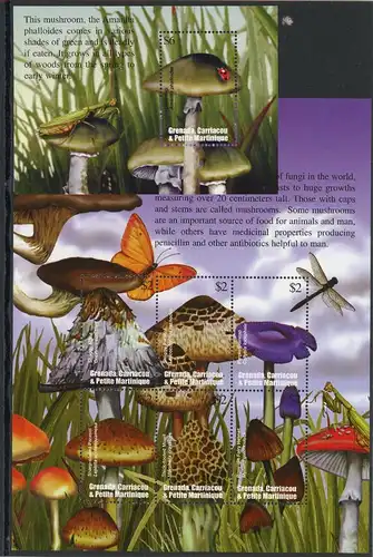 Grenada/ Grenadinen KB mit 3807-3812 + Bl. 556 postfrisch Pilze #1H298