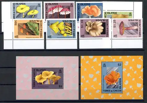 Turks und Caicos 1009-1016 + Bl. 105-106 postfrisch Pilze #1H019