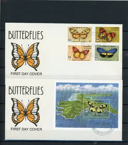 St. Vincent Grenadinen 887 ff. Schmetterling Ersttagesbrief/FDC #Schm5247