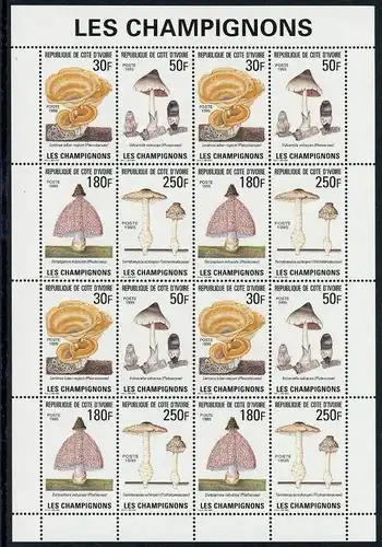 Elfenbeinküste ZD BG mit 4 x 4er Block 1142-1145 I postfrisch Pilze #1F976