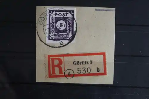 SBZ 44Ac gestempelt geprüft Ströh BPP auf Briefstück mit R-Zettel #FV346