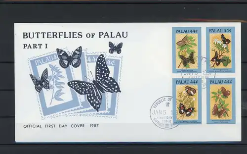 Palau Inseln 4er Block 168-171 Schmetterlinge Ersttagesbrief/FDC #Schm1959