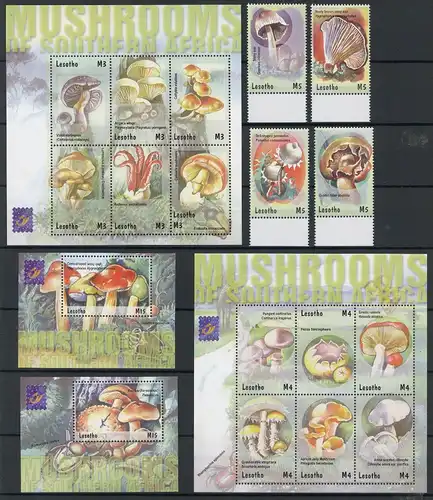 Lesotho EM + KB Satz 1764-1779 + Bl. 178-179 postfrisch Pilze #GG2077