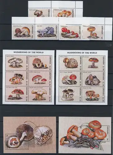 Grenada EM + KB 3584-3601 + Bl. 476-477 postfrisch Pilze #GG2091