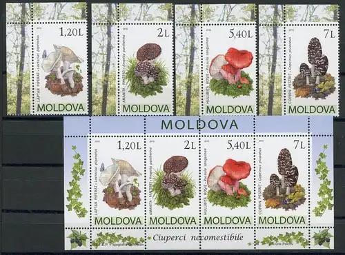 Moldawien 694-697 + Bl. 49 postfrisch Pilze #1H253