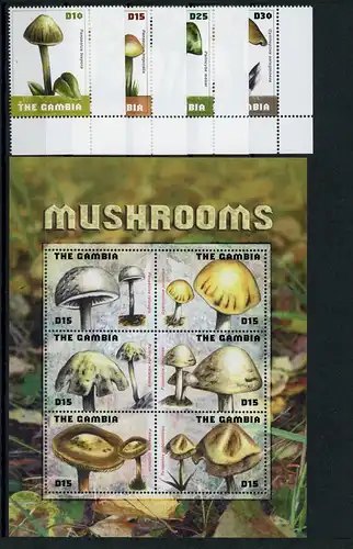 Gambia EM + KB 6141-6150 postfrisch Pilze #1H239