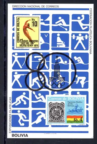 Bolivien Block 100 postfrisch Olympia 1980 Moskau #1H373