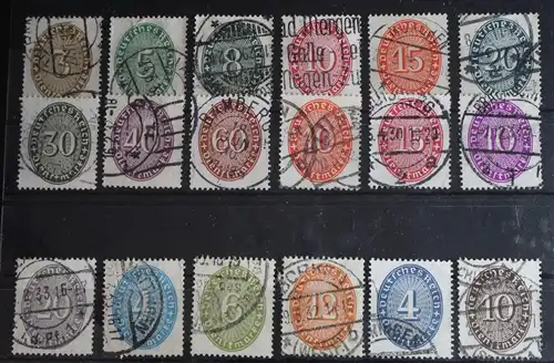 Deutsches Reich Dienstmarken 114-131 gestempelt #FU310